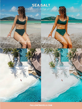 5 Mobile & Desktop Lightroom Presets Sea Salt, Blue Ocean iPhone Photo Filter for Instagram, Turquoise Summer Preset for Travel Bloggers