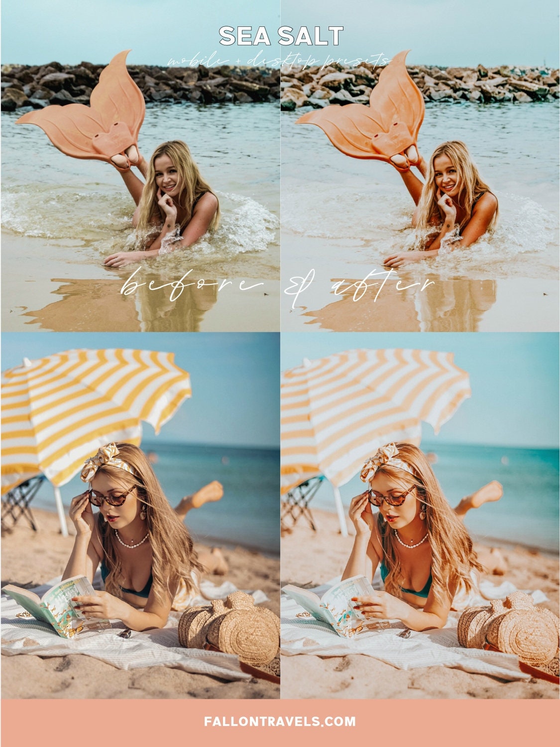 5 Mobile & Desktop Lightroom Presets Sea Salt, Blue Ocean iPhone Photo Filter for Instagram, Turquoise Summer Preset for Travel Bloggers