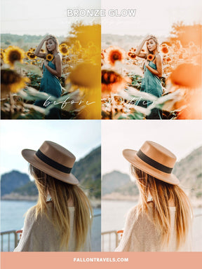 5 Mobile & Desktop Lightroom Presets Bronze Glow, Warm Pink Tones Photo Editing Filter for Instagram, Trendy Fashion Preset for Bloggers
