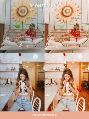 5 Mobile & Desktop Lightroom Presets Bronze Glow, Warm Pink Tones Photo Editing Filter for Instagram, Trendy Fashion Preset for Bloggers