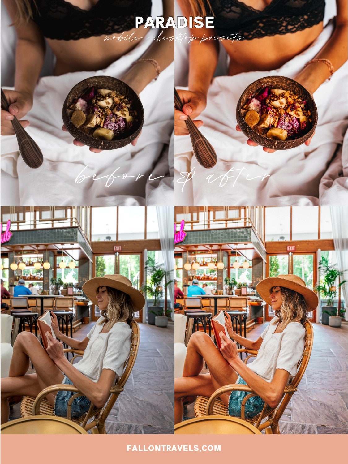 5 Paradise Desktop & Mobile Lightroom Presets, Beach Photo Editing Filter for Instagram Blogger, Bright Summer Travel Influencer Preset