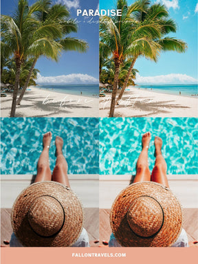 5 Paradise Desktop & Mobile Lightroom Presets, Beach Photo Editing Filter for Instagram Blogger, Bright Summer Travel Influencer Preset