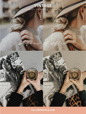 5 Vintage Lightroom Mobile Presets & Desktop, Warm Photo Editing Preset for Instagram Influencer, Moody Travel Blogger Preset