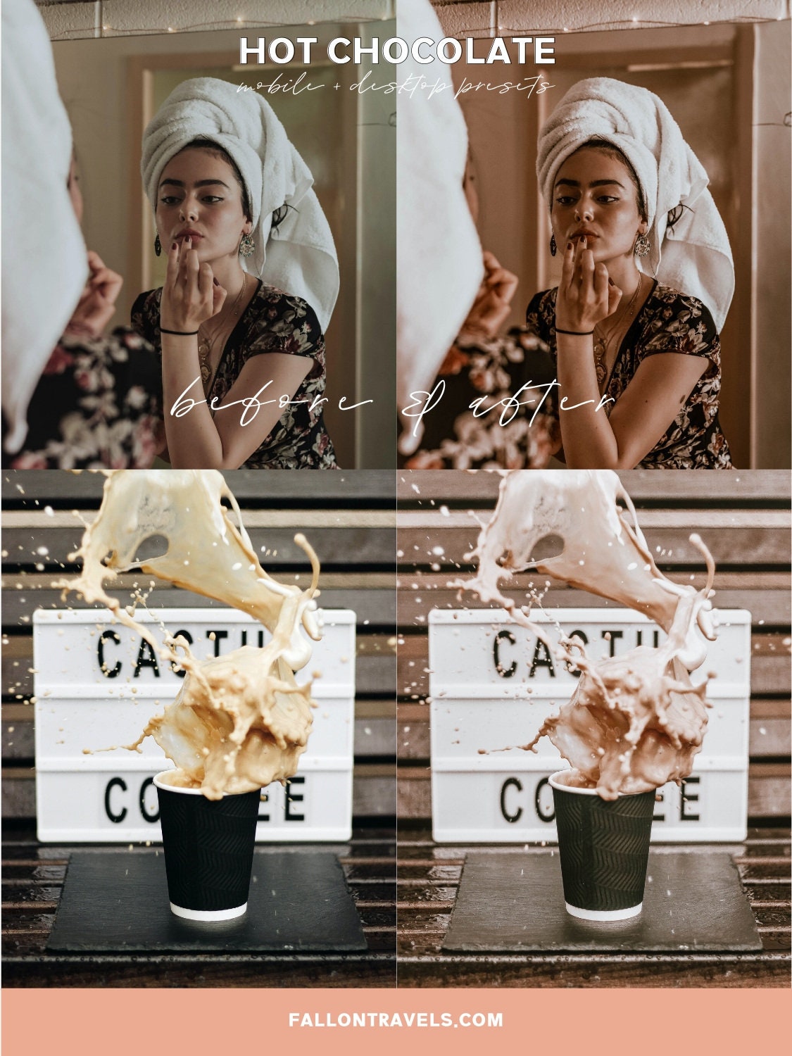 5 Mobile & Desktop Lightroom Presets Chocolate, Warm Brown Photo Editing Filter for Instagram, Caramel Vintage Preset for Lifestyle Bloggers