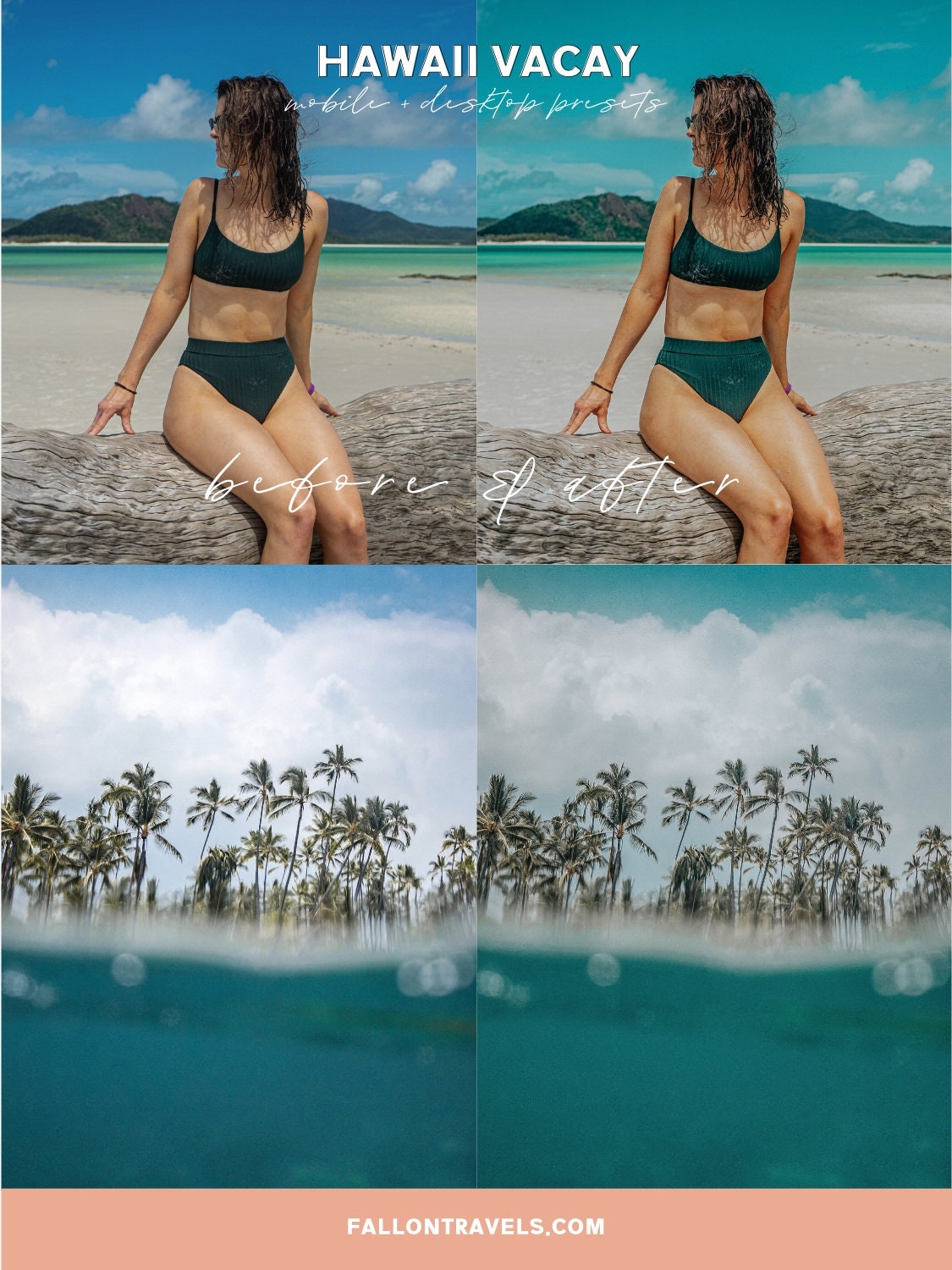 5 Hawaii Mobile & Desktop Lightroom Preset, Vacation Photo Editing Filter for Instagram Blogger, Tropical Travel Outdoor Preset for Summer