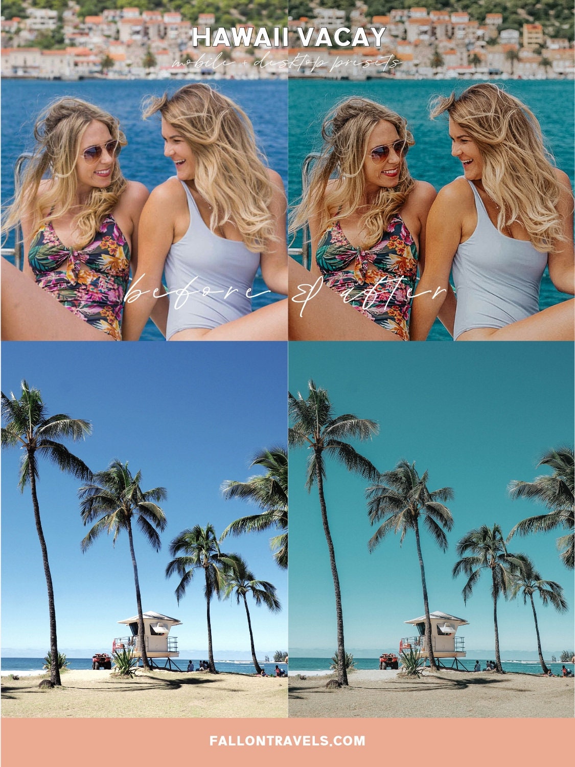 5 Hawaii Mobile & Desktop Lightroom Preset, Vacation Photo Editing Filter for Instagram Blogger, Tropical Travel Outdoor Preset for Summer