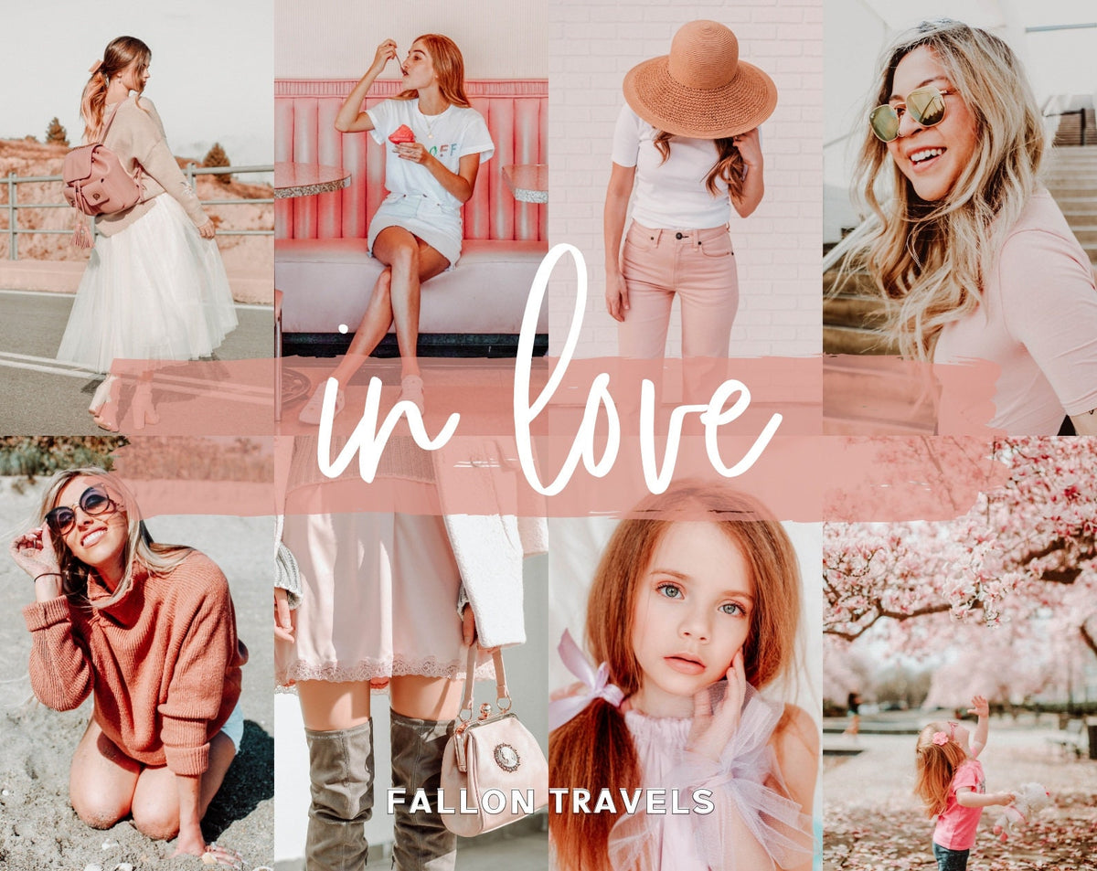 5 Mobile & Desktop Lightroom Presets In Love, Romantic Story Light Pink Photo Filter for Instagram, Valentines VSCO Preset for Bloggers