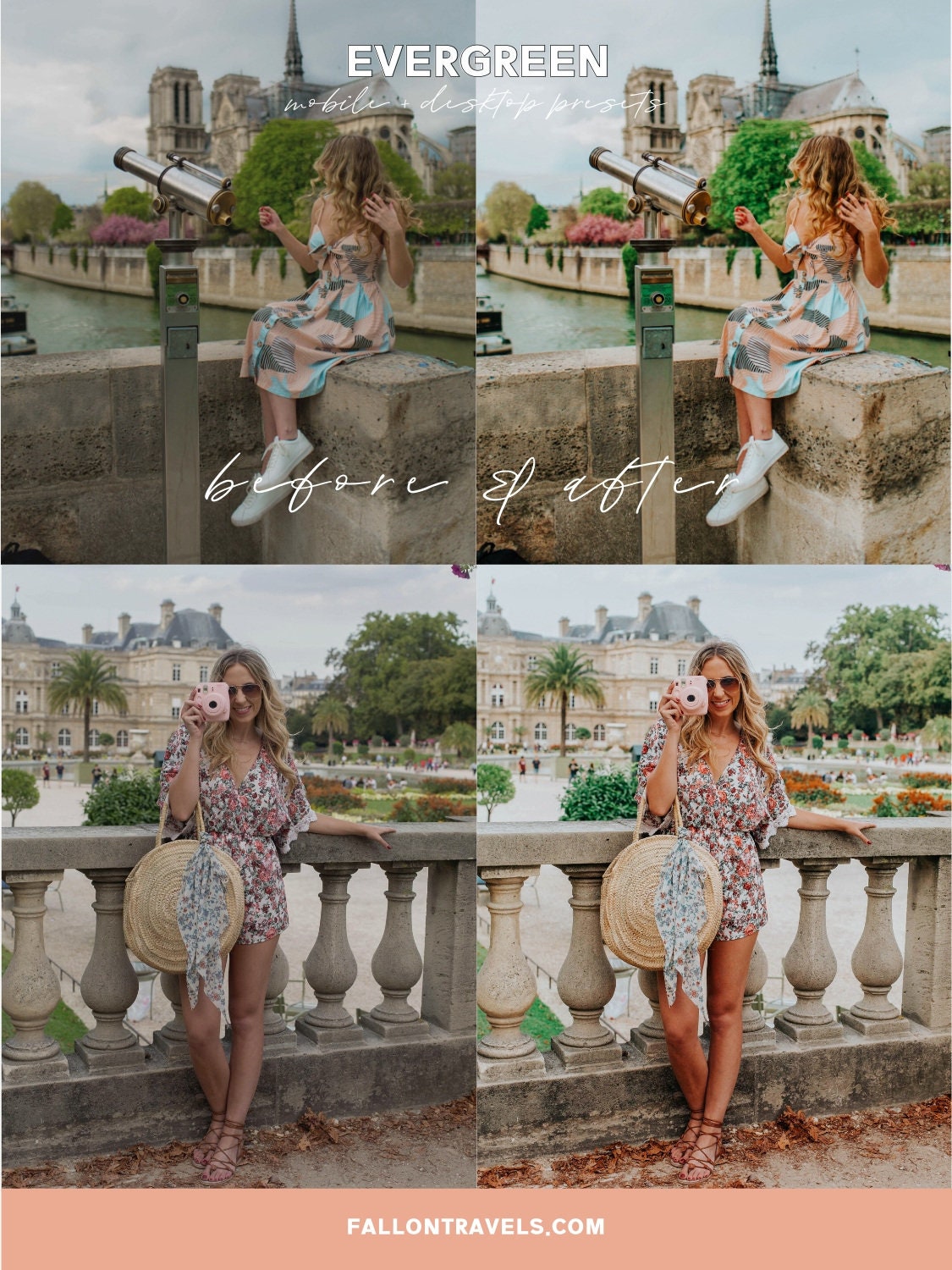5 Evergreen Mobile & Desktop Lightroom Presets, Travel Photo Editing Filter for Instagram Influencer, Tropical Green Summer Blogger Preset