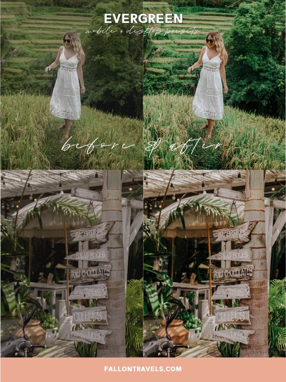 5 Evergreen Mobile & Desktop Lightroom Presets, Travel Photo Editing Filter for Instagram Influencer, Tropical Green Summer Blogger Preset