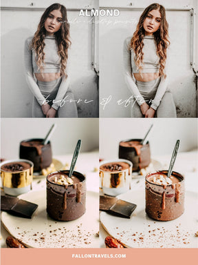 5 Almond Mobile & Desktop Lightroom Presets, Beige Photo Filter for Instagram, Creamy Milk Brown Lifestyle Preset for Influencers