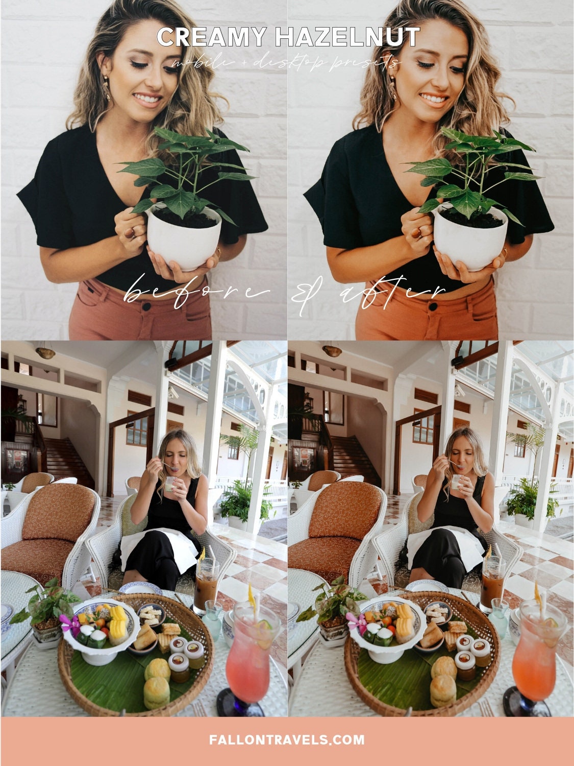 5 Mobile & Desktop Lightroom Presets Creamy Hazelnut, Warm Brown Photo Editing Presets for Instagram, Cappuccino Coffee Blog Presets