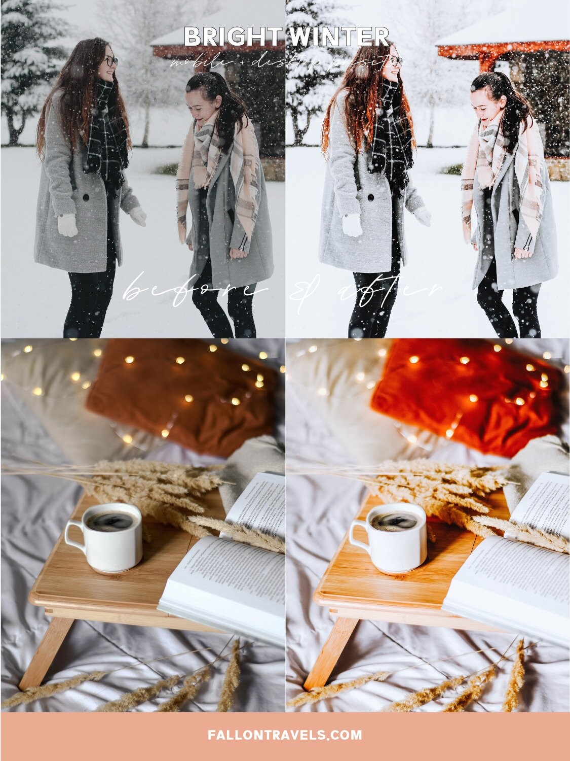 5 Bright Winter Lightroom Mobile & Desktop Presets, Christmas Snow Photo Editing Filter for Holiday, Instagram Blogger Snowy Preset