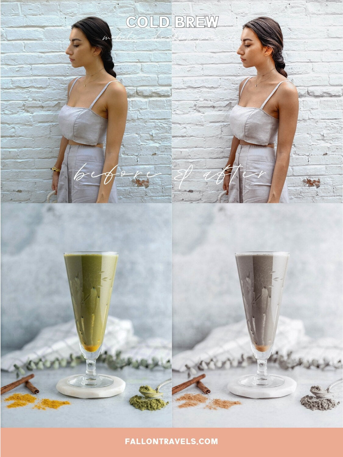 5 Cold Brew Lightroom Mobile & Desktop Presets, Cool Tones Photo Editing Filter for Instagram Bloggers, Clean Preset for Fashion Influencers