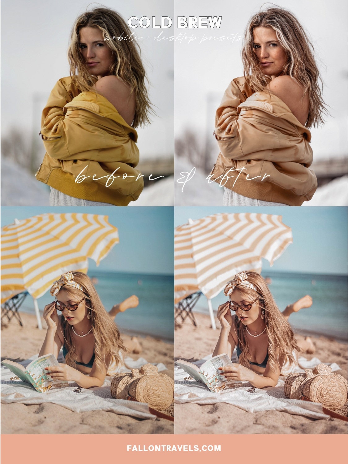 5 Cold Brew Lightroom Mobile & Desktop Presets, Cool Tones Photo Editing Filter for Instagram Bloggers, Clean Preset for Fashion Influencers