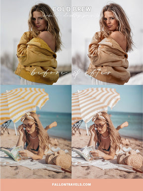 5 Cold Brew Lightroom Mobile & Desktop Presets, Cool Tones Photo Editing Filter for Instagram Bloggers, Clean Preset for Fashion Influencers