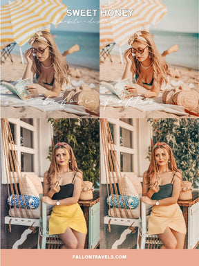 5 Mobile & Desktop Lightroom Presets Honey, Warm Airy Photo Editing Filter for Instagram Influencer, Travel Blogger Preset for Summer