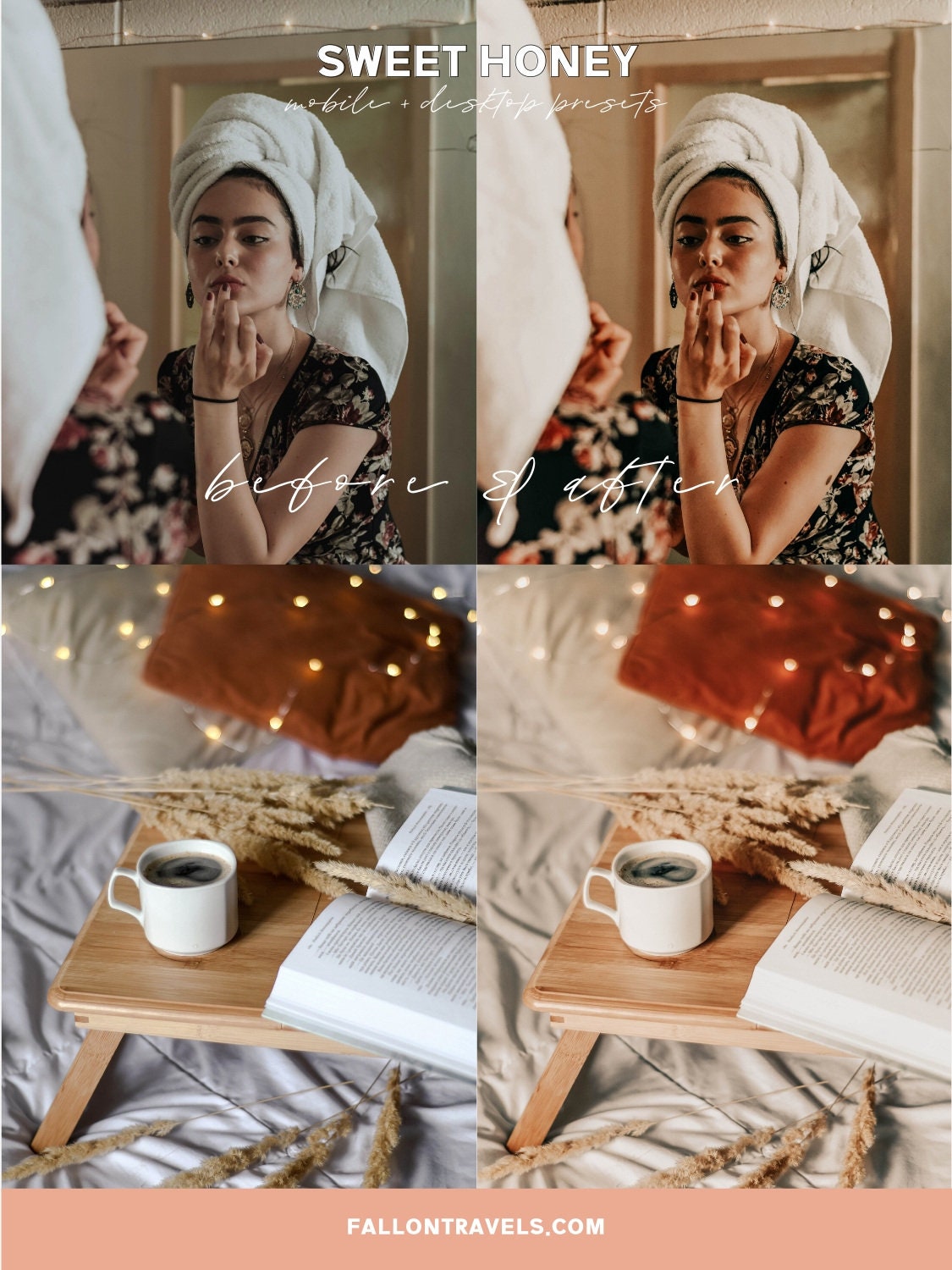 5 Mobile & Desktop Lightroom Presets Honey, Warm Airy Photo Editing Filter for Instagram Influencer, Travel Blogger Preset for Summer