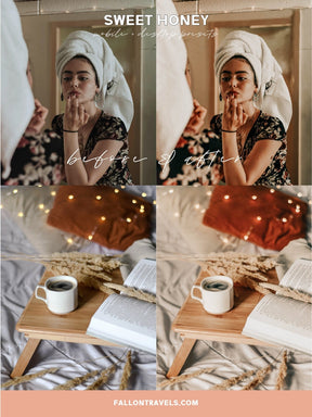5 Mobile & Desktop Lightroom Presets Honey, Warm Airy Photo Editing Filter for Instagram Influencer, Travel Blogger Preset for Summer