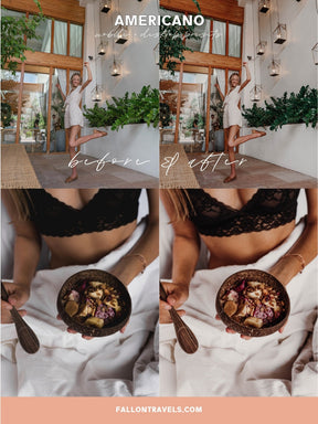 5 Mobile & Desktop Lightroom Presets AMERICANO, Coffee Photo Filter for Instagram Blogger, Travel Lifestyle Preset for Influencers