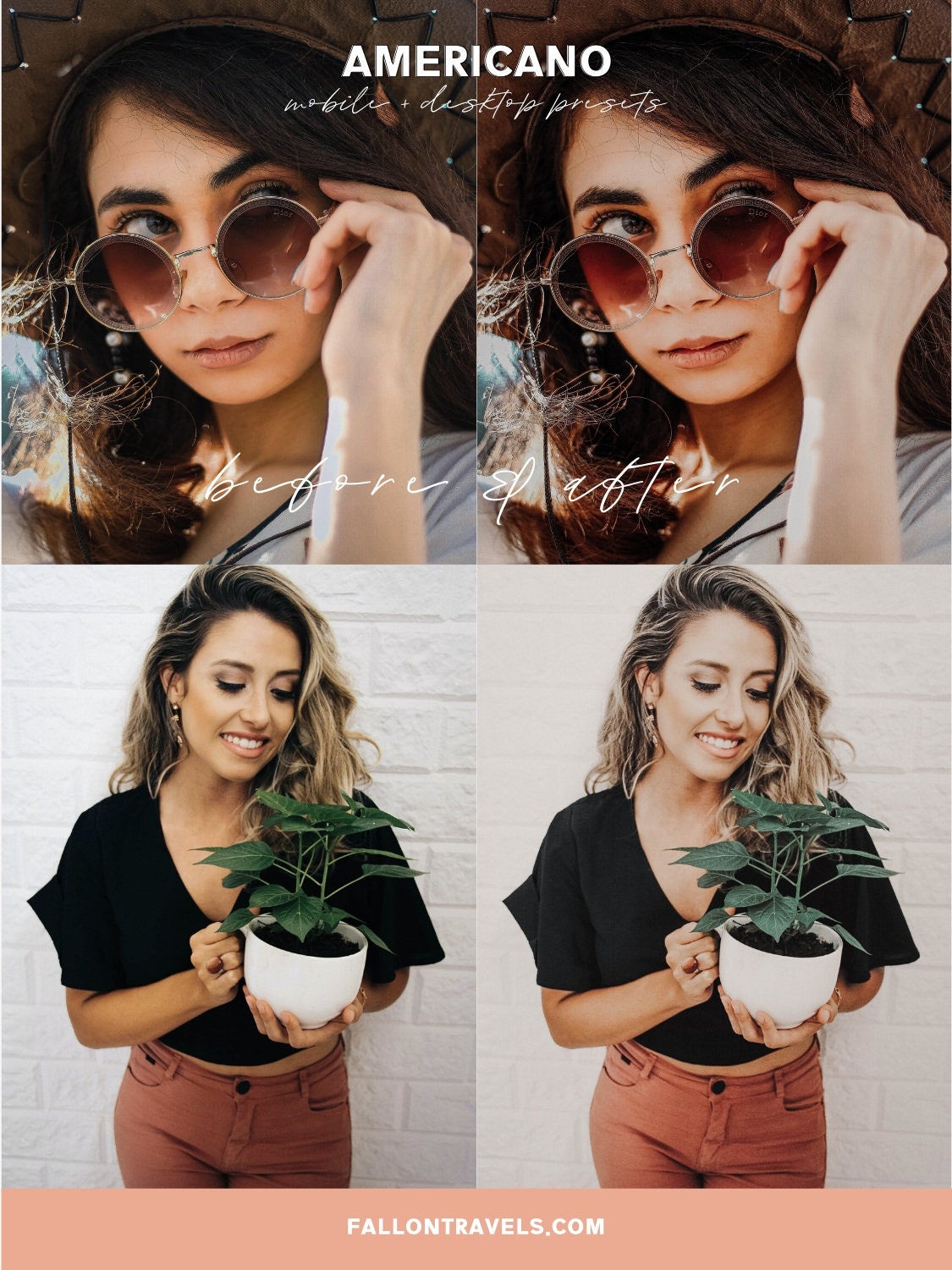 5 Mobile & Desktop Lightroom Presets AMERICANO, Coffee Photo Filter for Instagram Blogger, Travel Lifestyle Preset for Influencers