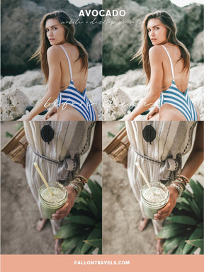5 Mobile & Desktop Lightroom Presets Avocado, Tropical Travel Preset for Instagram Influencer, Summer Bali Preset for Bloggers