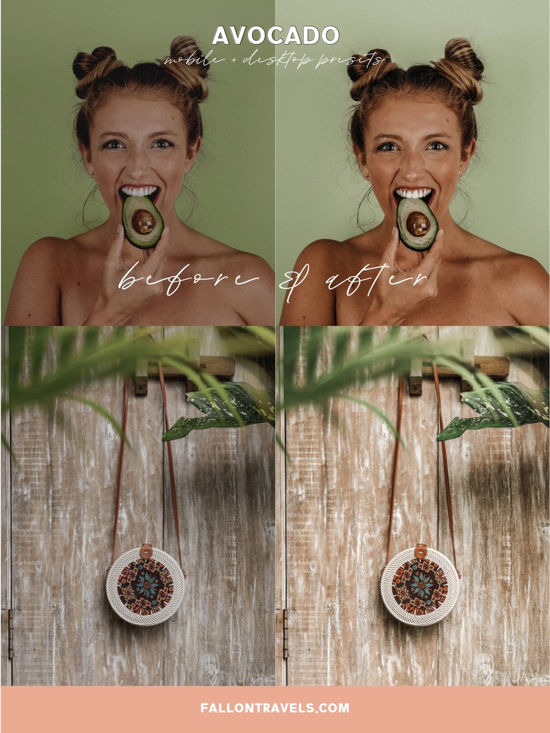 5 Mobile & Desktop Lightroom Presets Avocado, Tropical Travel Preset for Instagram Influencer, Summer Bali Preset for Bloggers