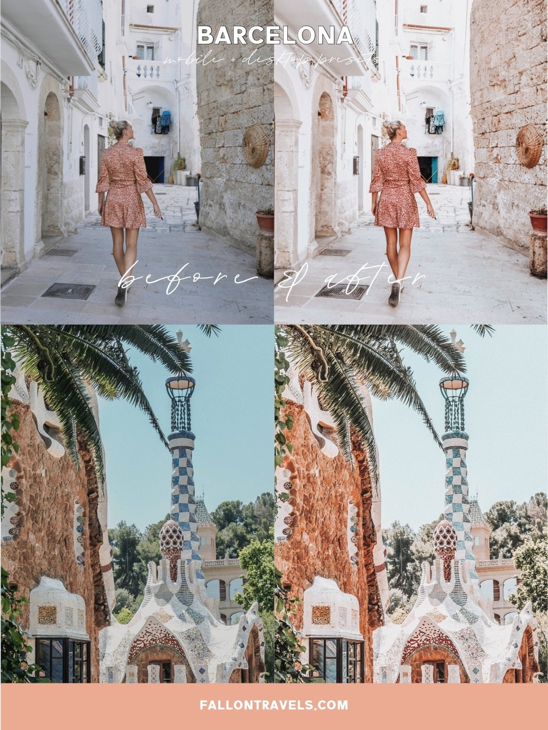 5 Mobile & Desktop Lightroom Presets Barcelona, Summer Travel Preset for Instagram Influencer, Bright Lifestyle Filter for Bloggers
