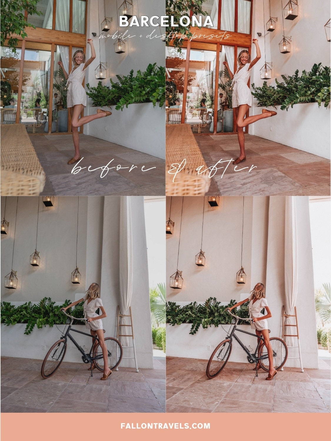 5 Mobile & Desktop Lightroom Presets Barcelona, Summer Travel Preset for Instagram Influencer, Bright Lifestyle Filter for Bloggers