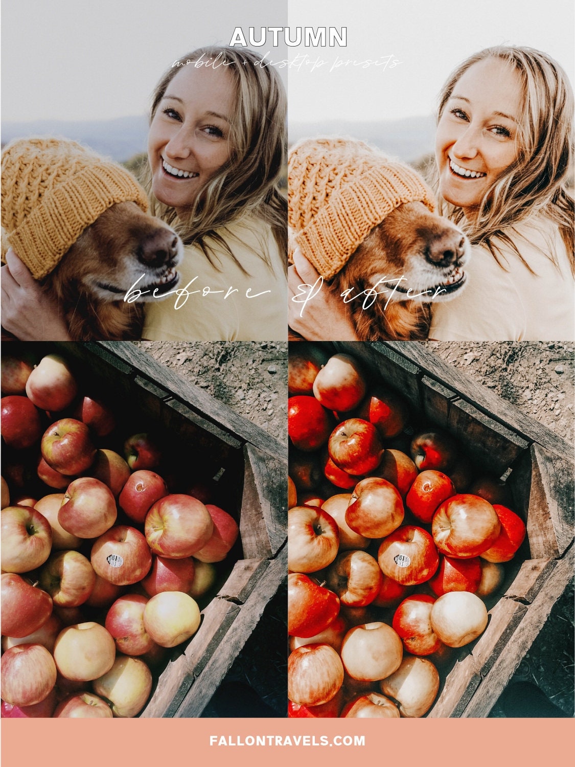 5 Autumn Lightroom Mobile & Desktop Presets, Warm Red Tones Fall Photo Editing Filter for Instagram, Holiday Outdoor Blogger Preset