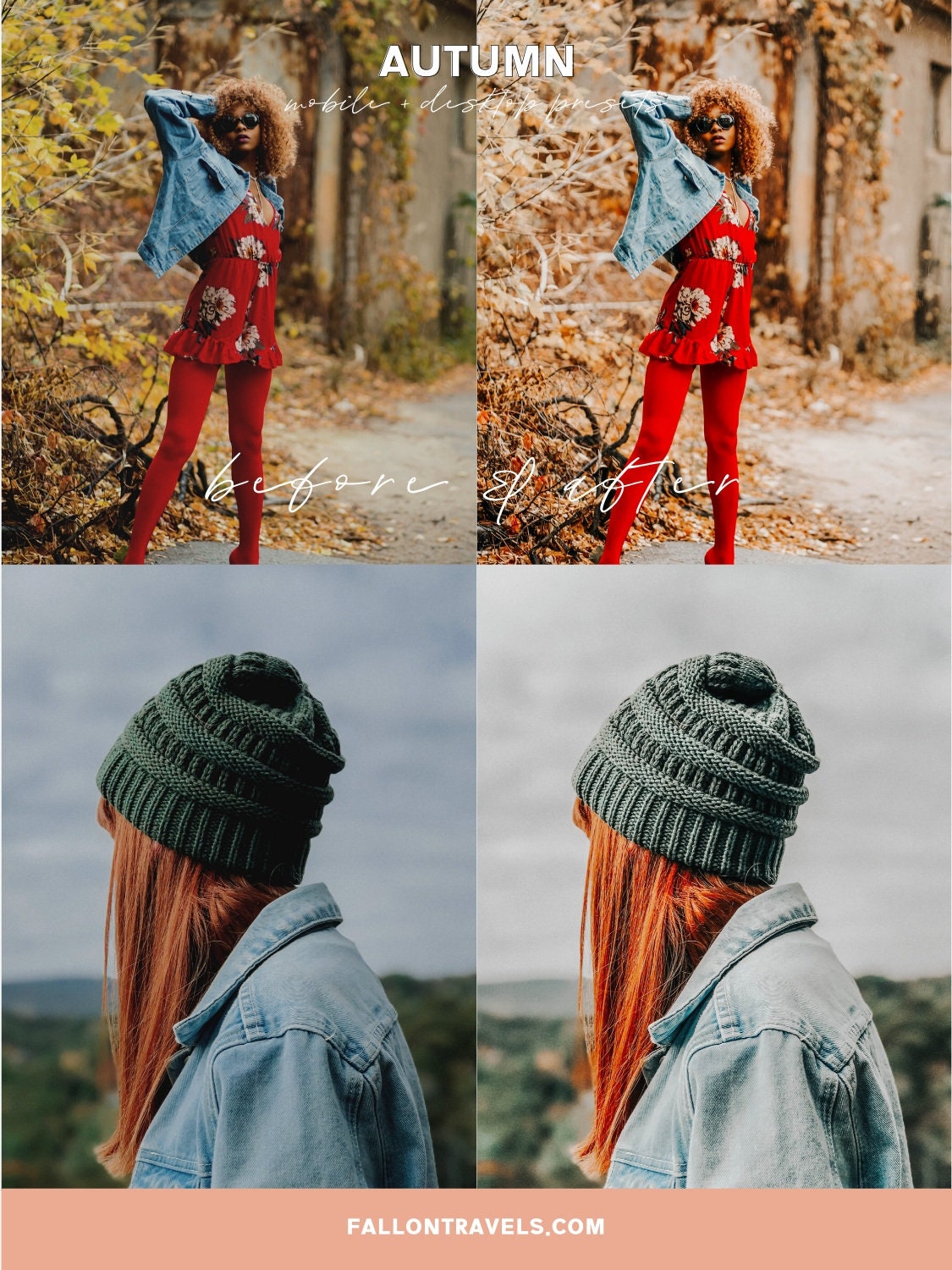 5 Autumn Lightroom Mobile & Desktop Presets, Warm Red Tones Fall Photo Editing Filter for Instagram, Holiday Outdoor Blogger Preset