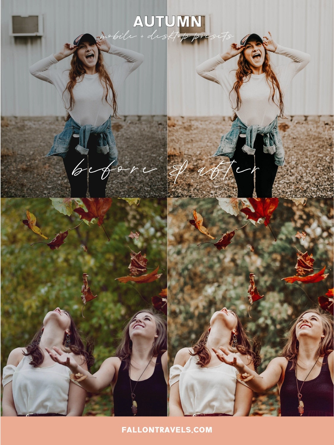 5 Autumn Lightroom Mobile & Desktop Presets, Warm Red Tones Fall Photo Editing Filter for Instagram, Holiday Outdoor Blogger Preset