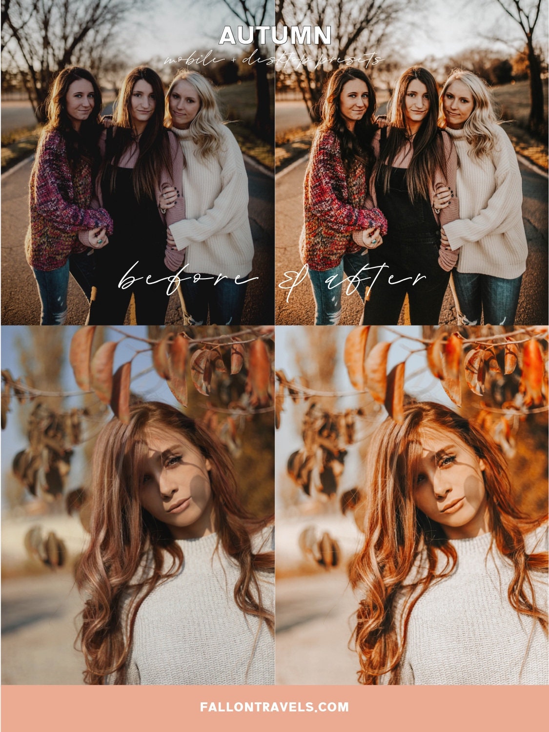 5 Autumn Lightroom Mobile & Desktop Presets, Warm Red Tones Fall Photo Editing Filter for Instagram, Holiday Outdoor Blogger Preset