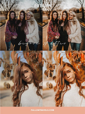 5 Autumn Lightroom Mobile & Desktop Presets, Warm Red Tones Fall Photo Editing Filter for Instagram, Holiday Outdoor Blogger Preset