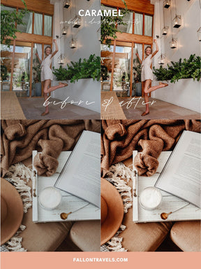 5 Mobile & Desktop Lightroom Presets Caramel, Moody Photo Editing Filter for Bloggers, Lifestyle Indoor Preset for Instagram Influencer