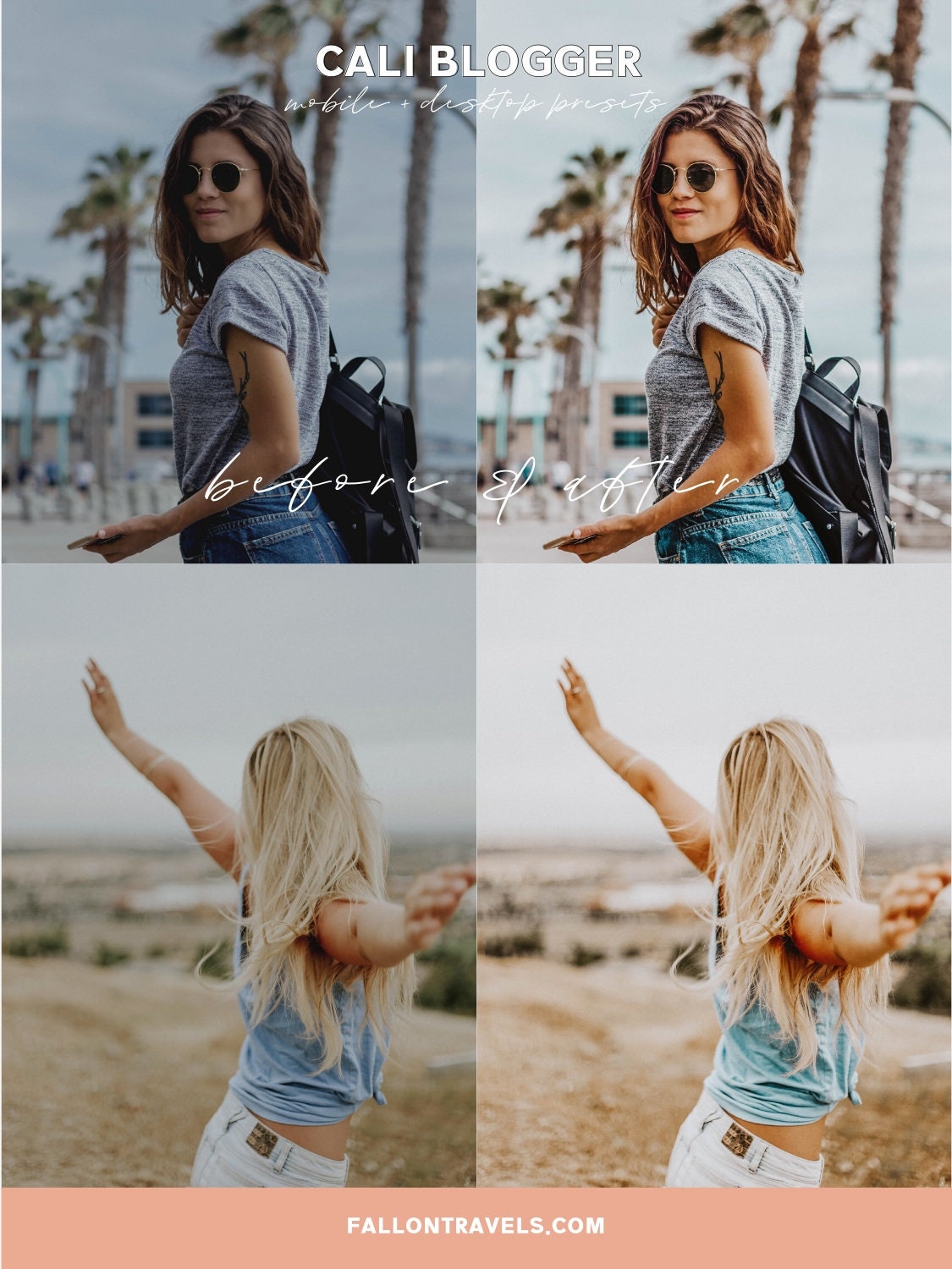 5 California Desktop & Mobile Lightroom Presets, Summer Travel Photo Editing Filter for Instagram, Lifestyle Influencer Preset for Bloggers