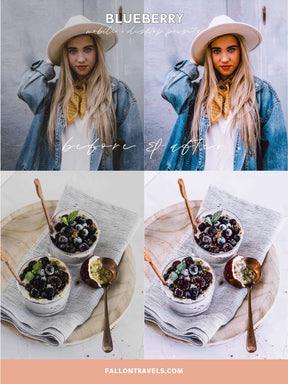 5 Blueberry Desktop & Mobile Lightroom Presets, Cool Tones Photo Editing Filter for Instagram Bloggers, Blue Clean Preset for Influencers