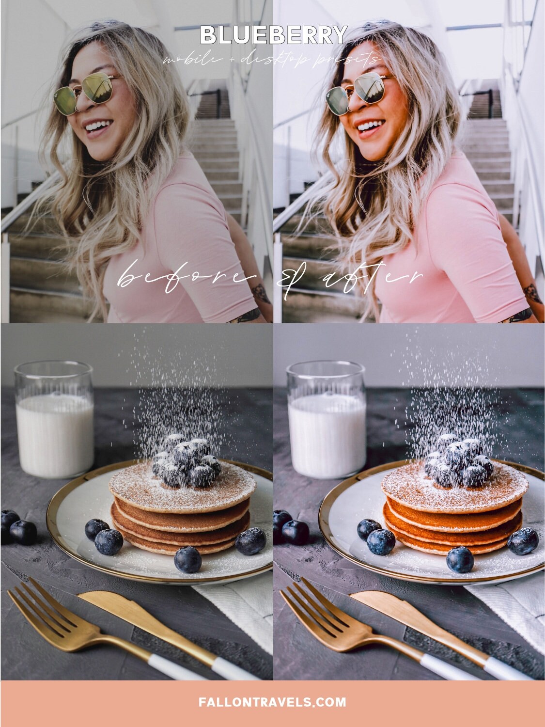 5 Blueberry Desktop & Mobile Lightroom Presets, Cool Tones Photo Editing Filter for Instagram Bloggers, Blue Clean Preset for Influencers