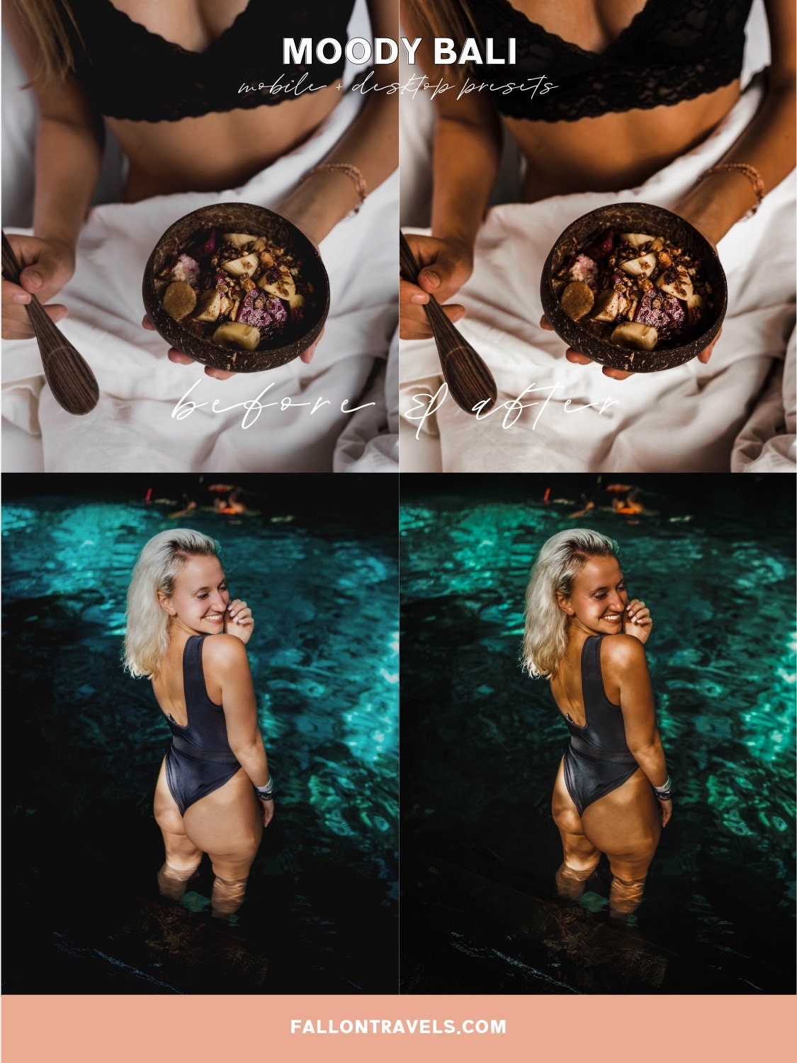 5 Mobile & Desktop Lightroom Presets Moody Bali, Tropical Photo Editing Filter for Instagram Influencer, Summer Travel Preset for Bloggers