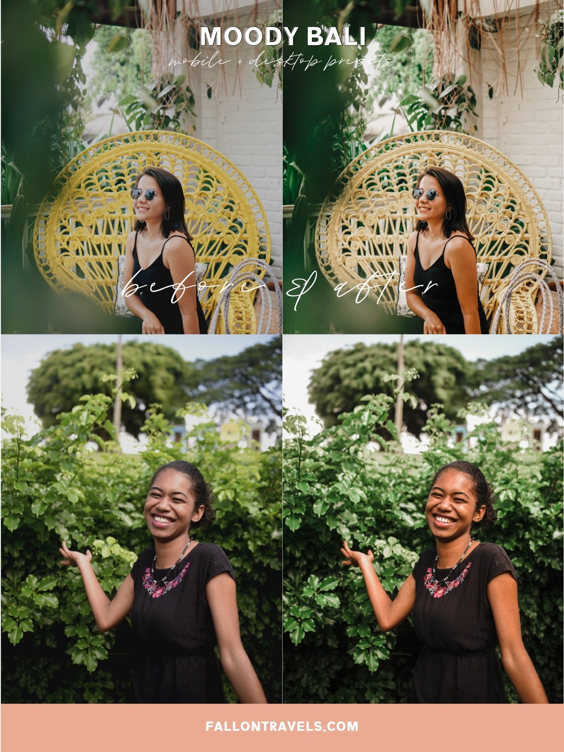 5 Mobile & Desktop Lightroom Presets Moody Bali, Tropical Photo Editing Filter for Instagram Influencer, Summer Travel Preset for Bloggers