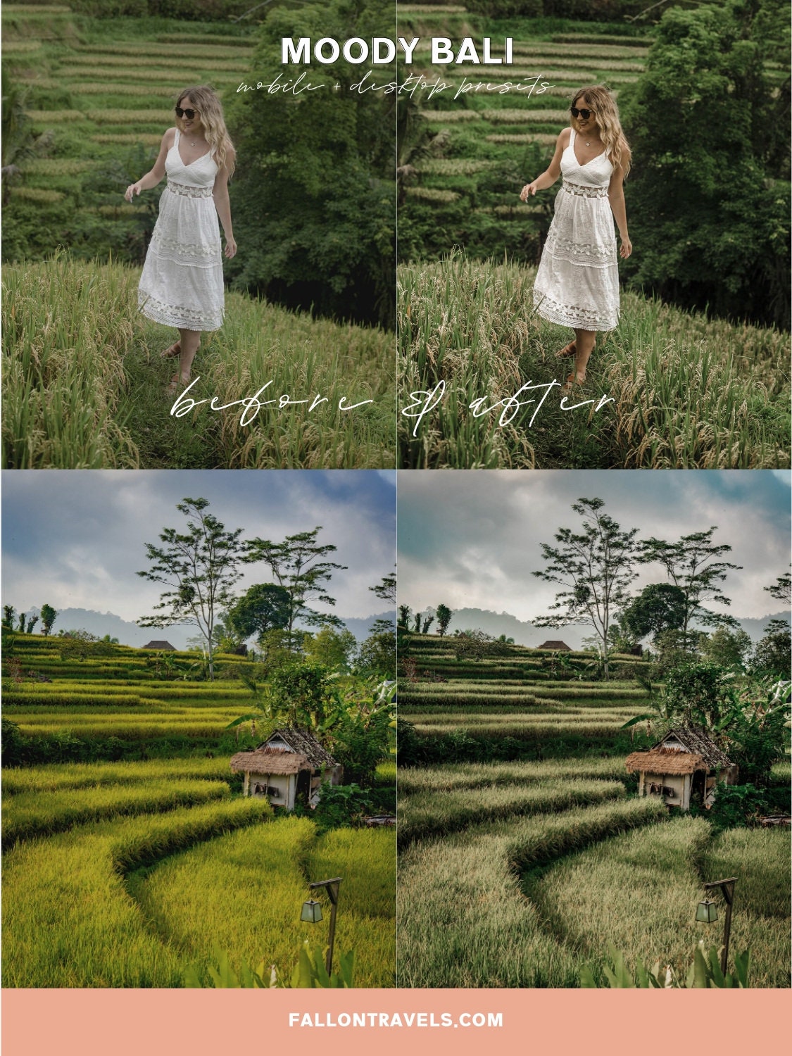5 Mobile & Desktop Lightroom Presets Moody Bali, Tropical Photo Editing Filter for Instagram Influencer, Summer Travel Preset for Bloggers