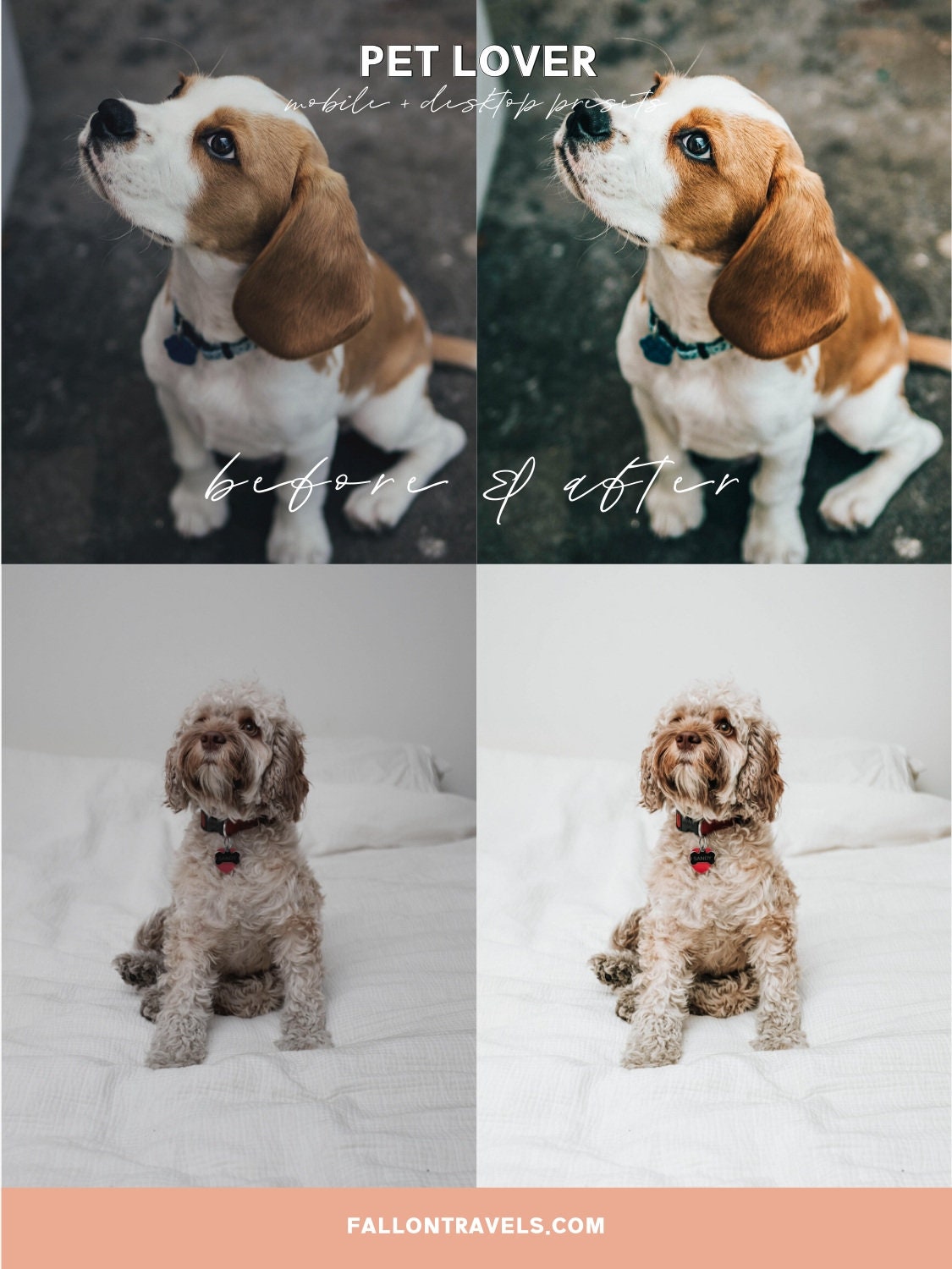 5 Mobile & Desktop Lightroom Presets Pet Lovers, Dog Cat Photo Editing Filter for Instagram, Animal Preset for Bloggers, Bright Home Filter