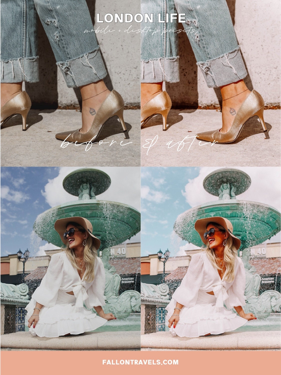 5 London Mobile Lightroom Presets & Desktop, Pink Europe Travel Photo Editing Filter for Instagram, Pastel Preset for Influencer Bloggers