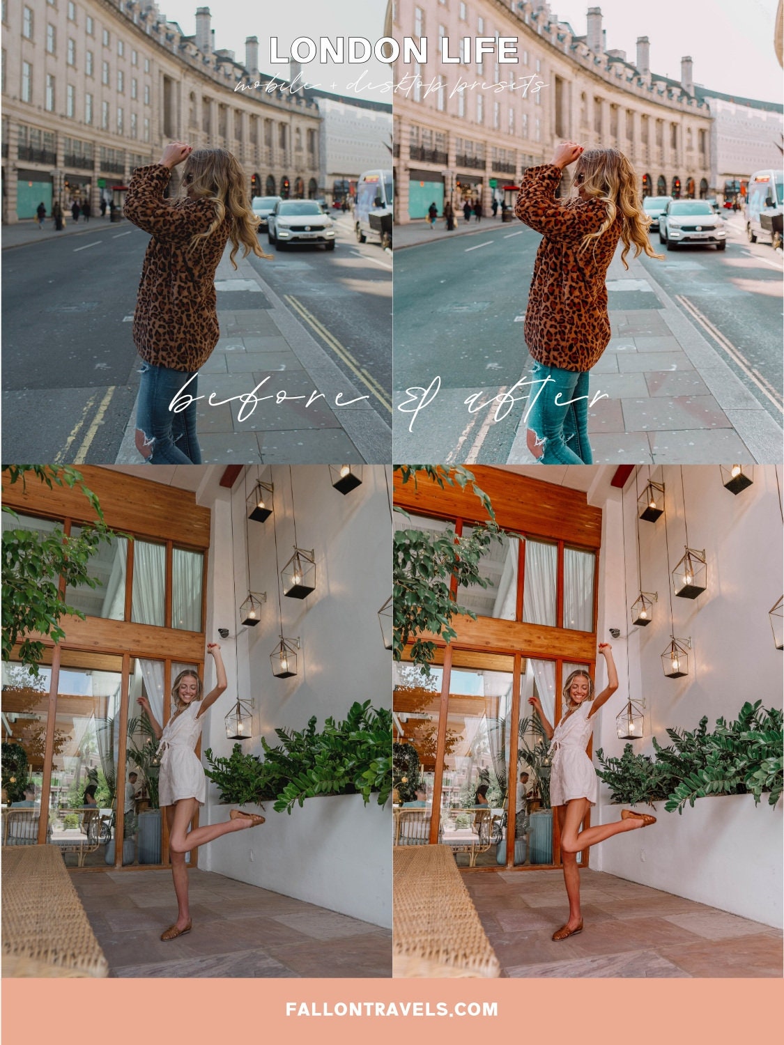 5 London Mobile Lightroom Presets & Desktop, Pink Europe Travel Photo Editing Filter for Instagram, Pastel Preset for Influencer Bloggers