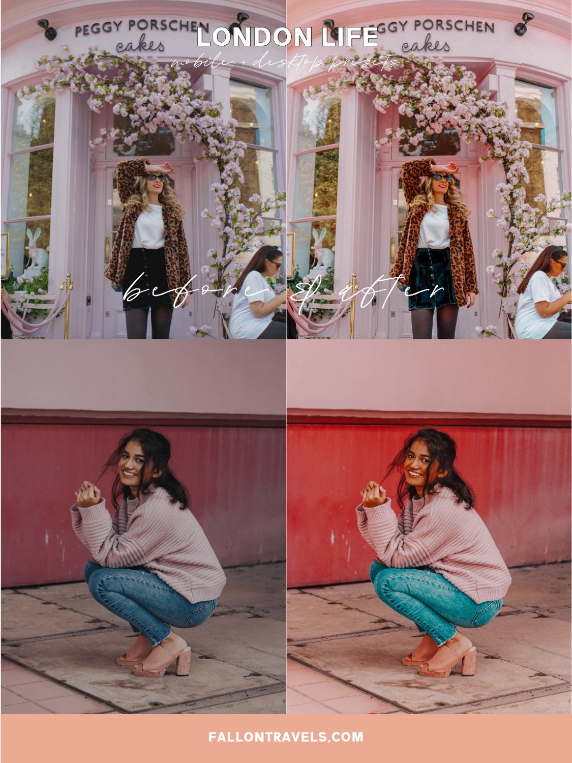 5 London Mobile Lightroom Presets & Desktop, Pink Europe Travel Photo Editing Filter for Instagram, Pastel Preset for Influencer Bloggers