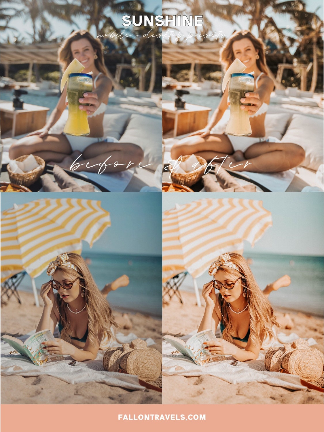 5 Sunshine Mobile Lightroom Presets & Desktop, Warm Sunlight Photo Editing Filter for Instagram, Golden Summer Preset for Influencer Blogger