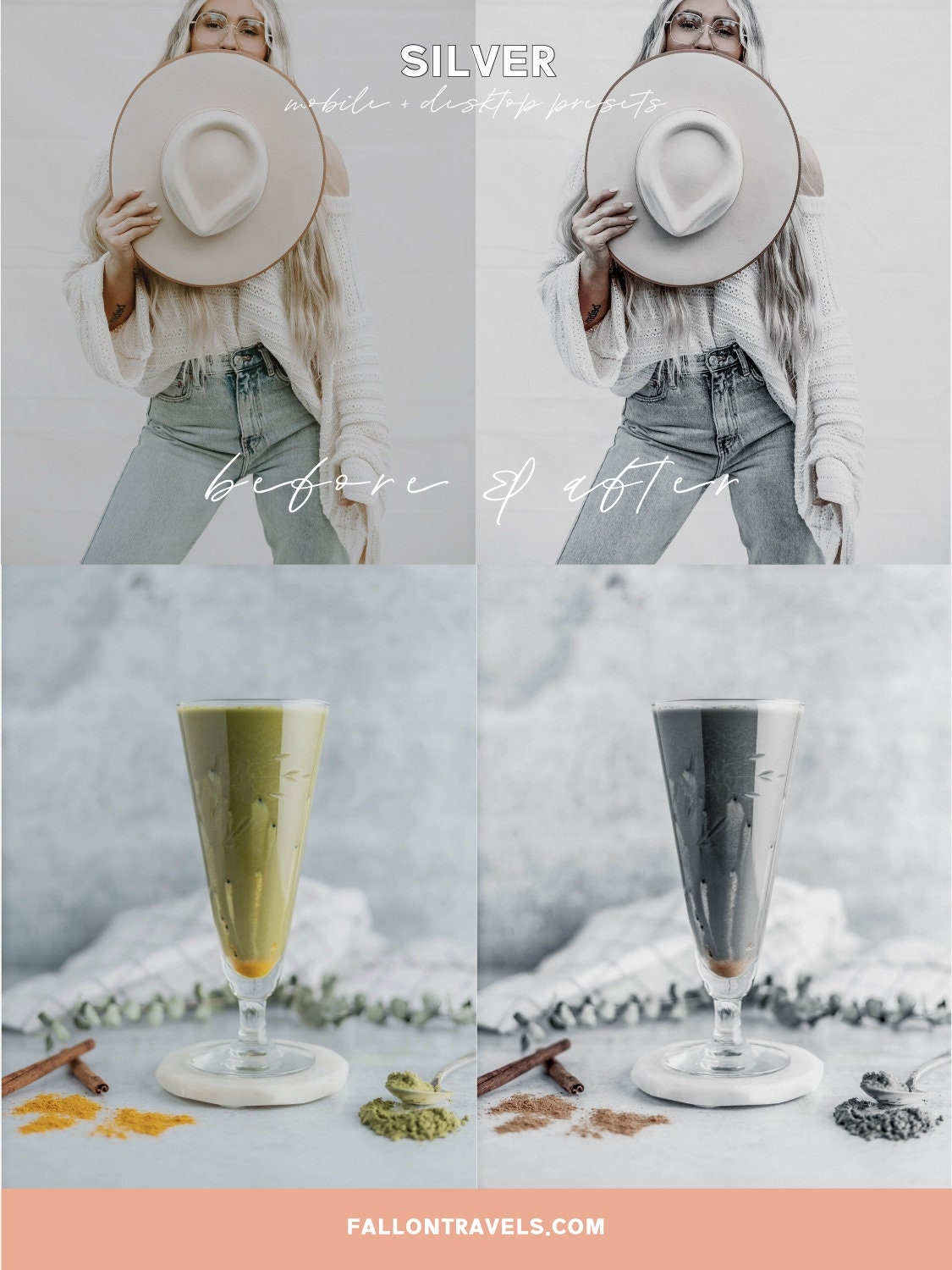 5 Silver Mobile Lightroom Presets & Desktop, Minimal Grey Photo Editing Filter for Instagram Influencer, Lifestyle Preset for Bloggers