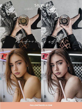 5 Silver Mobile Lightroom Presets & Desktop, Minimal Grey Photo Editing Filter for Instagram Influencer, Lifestyle Preset for Bloggers