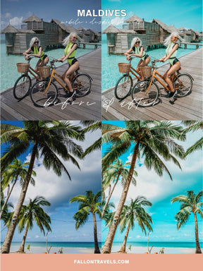 5 Maldives Mobile Lightroom Presets & Desktop, Beach Travel Preset for Summer, Tropical Photo Editing Filter for Instagram Bloggers