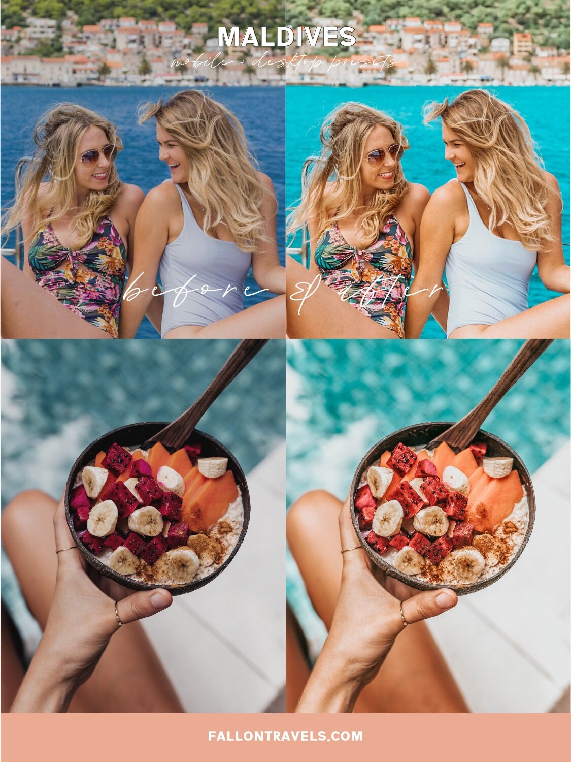 5 Maldives Mobile Lightroom Presets & Desktop, Beach Travel Preset for Summer, Tropical Photo Editing Filter for Instagram Bloggers
