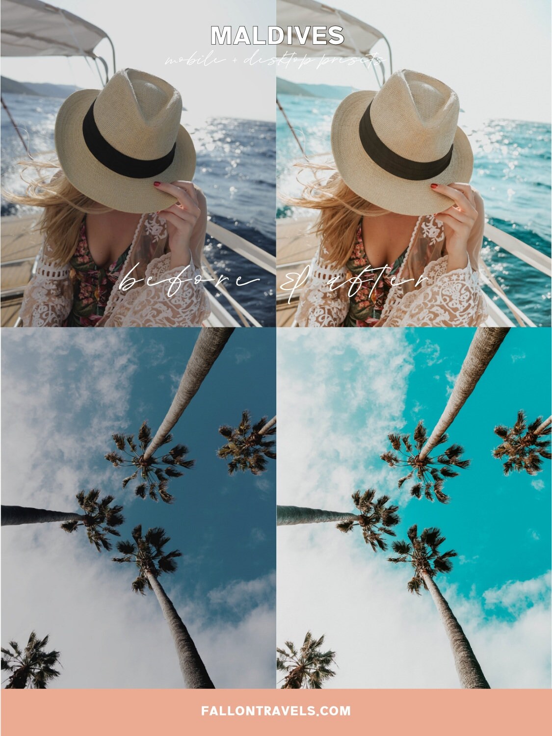 5 Maldives Mobile Lightroom Presets & Desktop, Beach Travel Preset for Summer, Tropical Photo Editing Filter for Instagram Bloggers